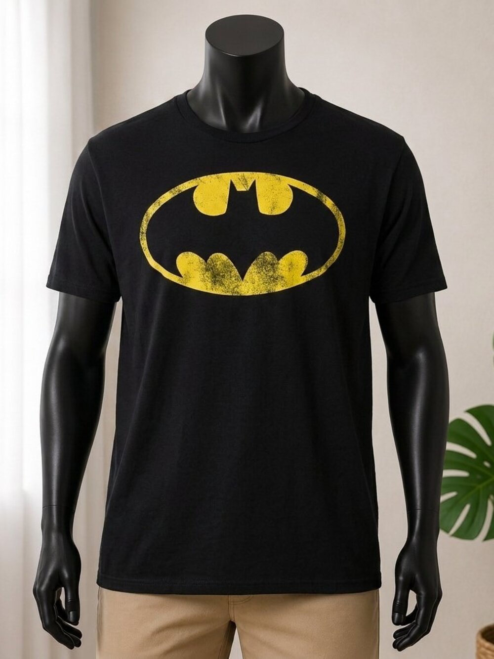 Black T-Shirt with Yellow Batman Logo SIZE XL